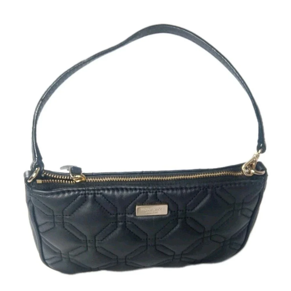 Kate Spade Linet Astor Court Quilted Black Leather Wristlet Purse WLRU1780